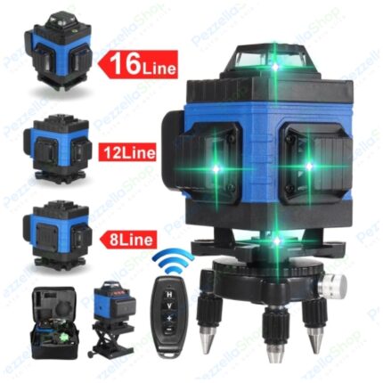 Livella laser 4D con 16 linee autolivellante, asta telescopica e accessori. Ideale per edilizia e installazioni. Ordina ora su Pezzellashop.