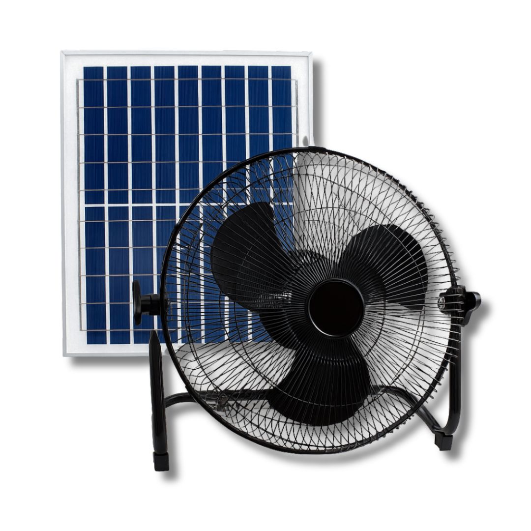 Ventilatore Portatile Solare Da Tavolo o Pavimento 12 Silenzioso Nero Ventilatore Portatile Solare Da Tavolo o Pavimento 12" Silenzioso Nero