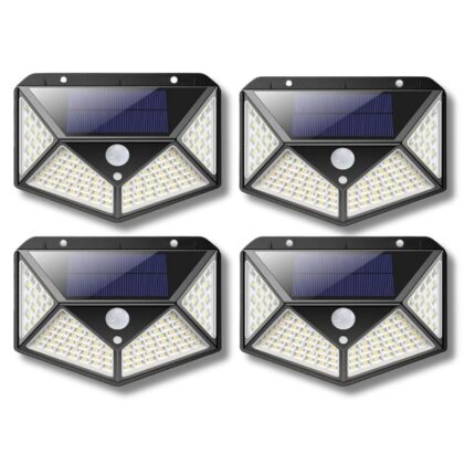 4 pz Lampade Solari 114 Led Con Sensore Movimento Illumina 270°