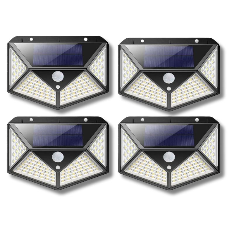 4 pz Lampade Solari 114 Led Con Sensore Movimento Illumina 270°