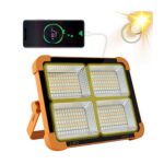 Faro Led Solare Ricaricabile Da Lavoro 120w ,Luce Fredda e Calda RGB , Power bank