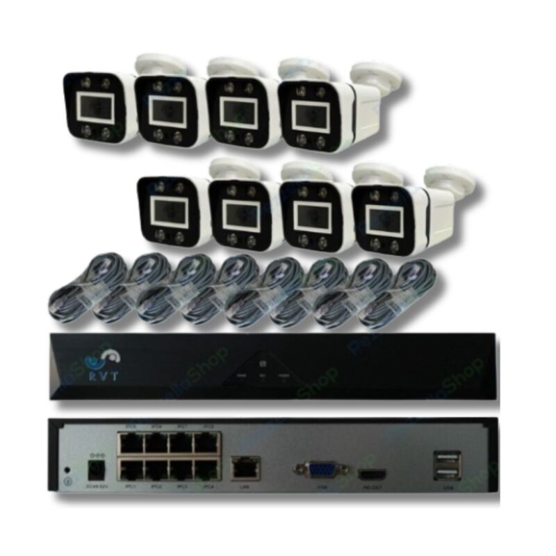 Kit 8 Telecamere Videosorveglianza NVR IP Poe 5 mpx Infrarossi