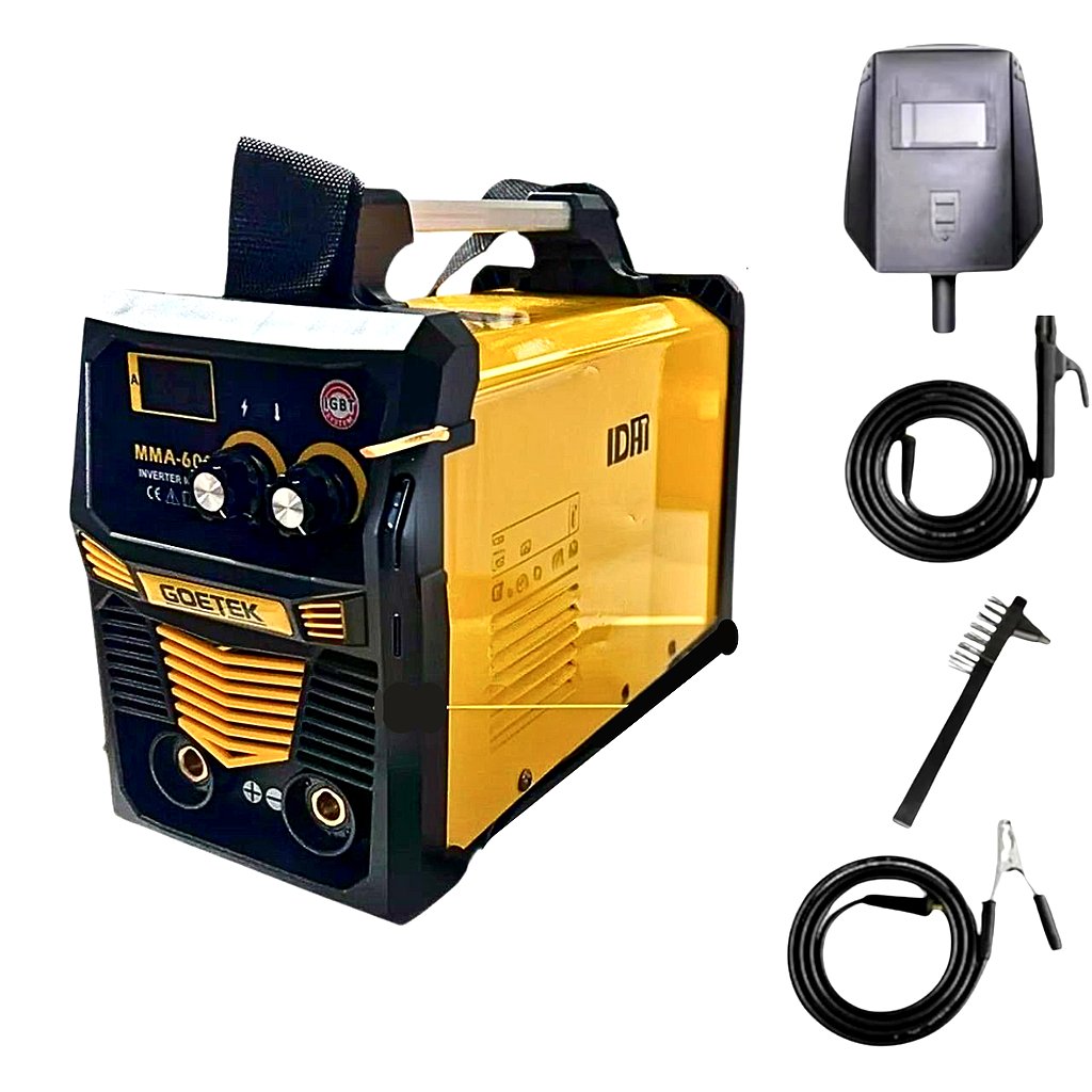 Saldatrice Inverter 600A ad Elettrodo 1.6-3.2mm IGBT con Accessori e Valigetta Saldatrice Inverter 600A ad Elettrodo 1.6-3.2mm IGBT con Accessori e Valigetta