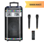Cassa amplificata 10.000W con Bluetooth, 2 microfoni wireless, USB e funzioni karaoke. Suono potente per eventi. Ordina ora su Pezzellashop.