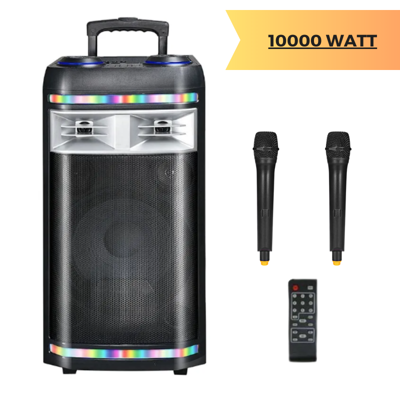 1 Cassa amplificata 10.000W con Bluetooth, 2 microfoni wireless, USB e funzioni karaoke. Suono potente per eventi. Ordina ora su Pezzellashop.
