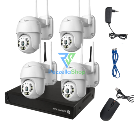 Kit Videosorveglianza 4 Telecamere Wi-Fi Motorizzate 360° PTZ | NVR Wireless 3MPx