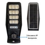 Lampione Solare 1000W con Telecamera IP Incorporata Wi-Fi, Sensore Crepuscolare e Movimento, Controllo Remoto IP66