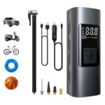 Mini Compressore Aria Portatile Batteria 6000mAH Gonfiatore Ruote Torcia per Auto Bicicletta Bici Moto Monopattino Palloni