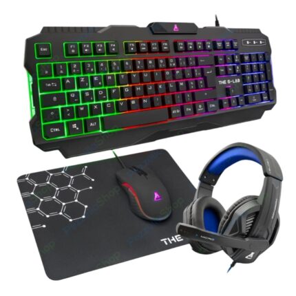 Set 4 Pezzi Gaming Tastiera Retroilluminata, Mouse, Tappetino Antiscivolo, Cuffie Speaker