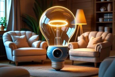 Telecamera Wif-Fi 360° Bulbo Lampadina 1080p Videocamera Visione Notturna a Colori con Applicazione per Cellulare
