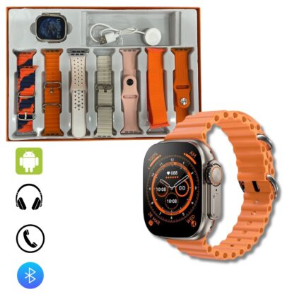Big 2.0 Smartwatch Ultra 7 in 1 con Cinturini Colorati | Bluetooth Fitness Radio Android IOS, Caricatore