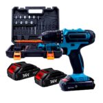 Trapano Avvitatore Doppia Batteria 36V a Litio, Portatile con Accessori e Valigetta