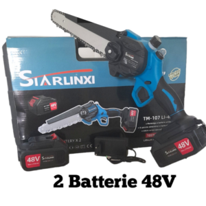 Motosega Elettrica Lama 8 Pollici Doppia Batteria 48V con Oliatore, Taglia Rami Portatile