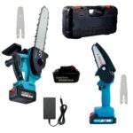 Kit 2 Motoseghe 8 con Oliatore + 4 Doppia Batteria 72V, Caricabatterie e Valigetta