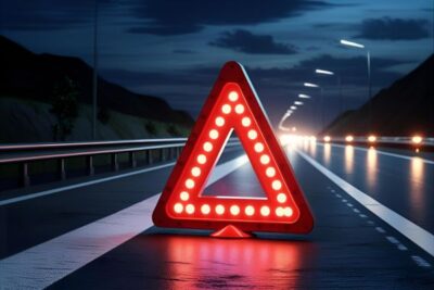 Triangolo di Emergenza Stradale COB a LED, USB, Ricarica Solare 30, Soccorso Auto e Moto 