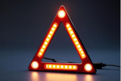 Triangolo di Emergenza Stradale COB a LED, USB, Ricarica Solare 30, Soccorso Auto e Moto 
