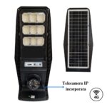Lampione Stradale 800W a Ricarica Solare con Telecamera Incorporata 4G con Pannello Crepuscolare Integrato + Staffa a Muro