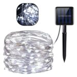 Catena Luminosa 100 LED 10m con Pannello Solare, Stringa in Filo di Rame Luce Bianca Fredda per Esterno IP65