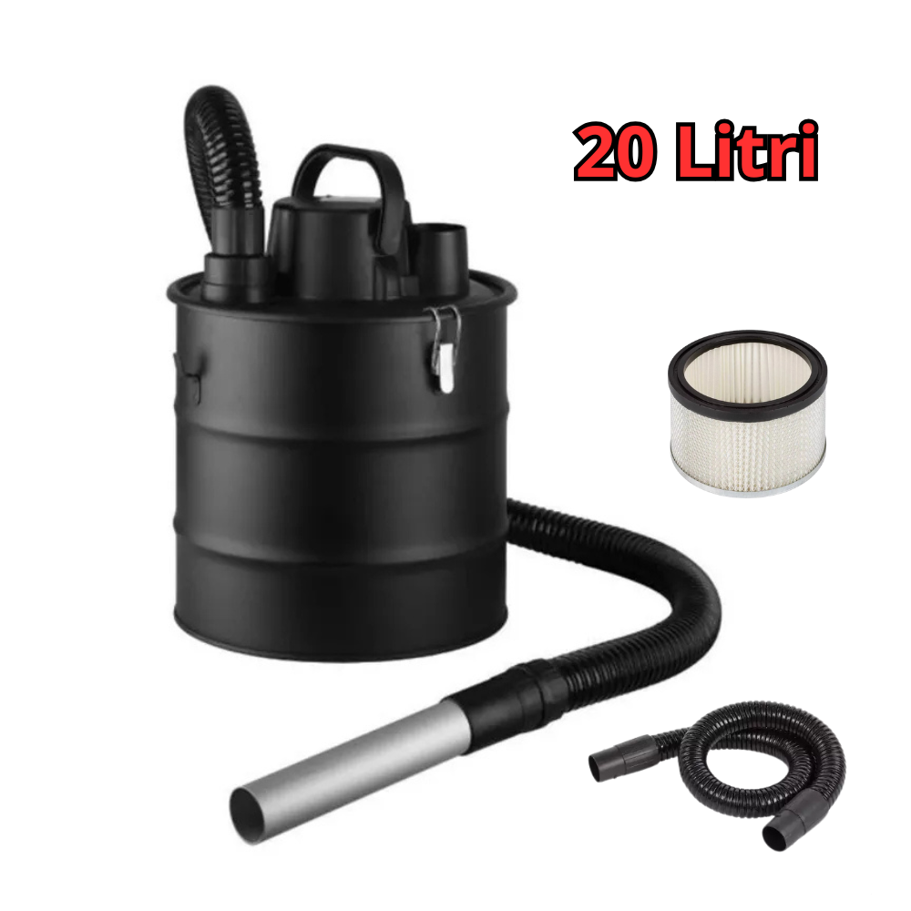 1 Bidone Aspiracenere 20 Litri con Funzione Soffiatore Professionale 1200W Filtro HEPA per Stufe e Camini