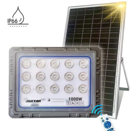 Faro LED Solare 1000W Slim con Pannello, Sensore Crepuscolare IP66 in Alluminio Pressofuso