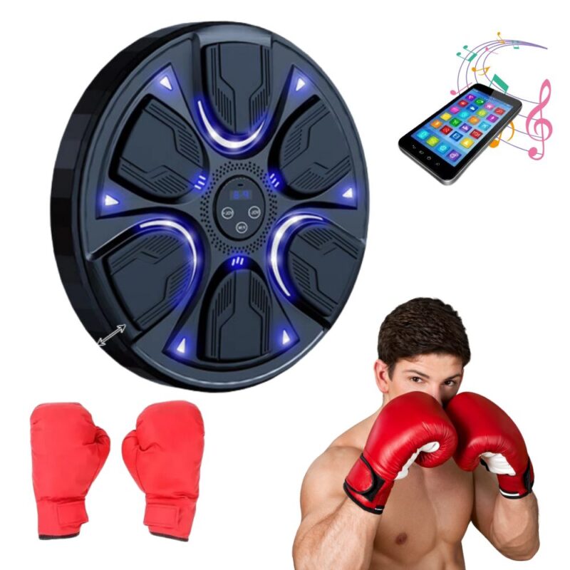 Macchina da Boxe Musicale a Parete con Bluetooth e Guanti Allenamento per Bambini e Adulti