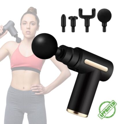 Pistola Massaggiante per Muscoli con 4 Testine, Massaggio Rilassante per Dolori Schiena, Collo, Arti, Allenamento, Ricaricabile