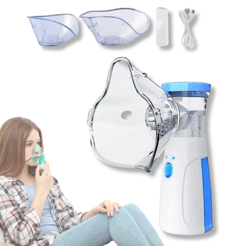 1 Nebulizzatore Aerosol Portatile Senza Fili – Inalatore Ricaricabile USB con 3 Mascherine per Bambini e Adulti