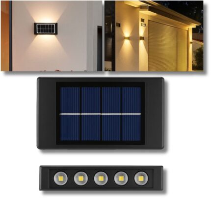 Appliques Luce Bidirezionale 10 LED a Ricarica Solare, Luce Fredda o Calda per Parete Muro Giardino Esterni