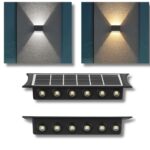 Appliques Luce Bidirezionale 12 LED a Ricarica Solare, Luce Fredda o Calda per Parete Muro Giardino Esterni