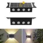 Appliques Luce Bidirezionale 8 LED a Ricarica Solare, Luce Fredda o Calda, per Parete Muro Giardino Esterni