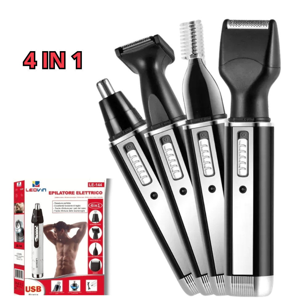 1 Epilatore uomo 4 in 1 con lame in acciaio e testine per barba, basette e peli corti. Ordina ora su Pezzellashop.