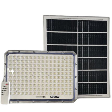 Faro LED 5000W Slim a Ricarica Solare | Pannello Crepuscolare, Luce Bianca IP66