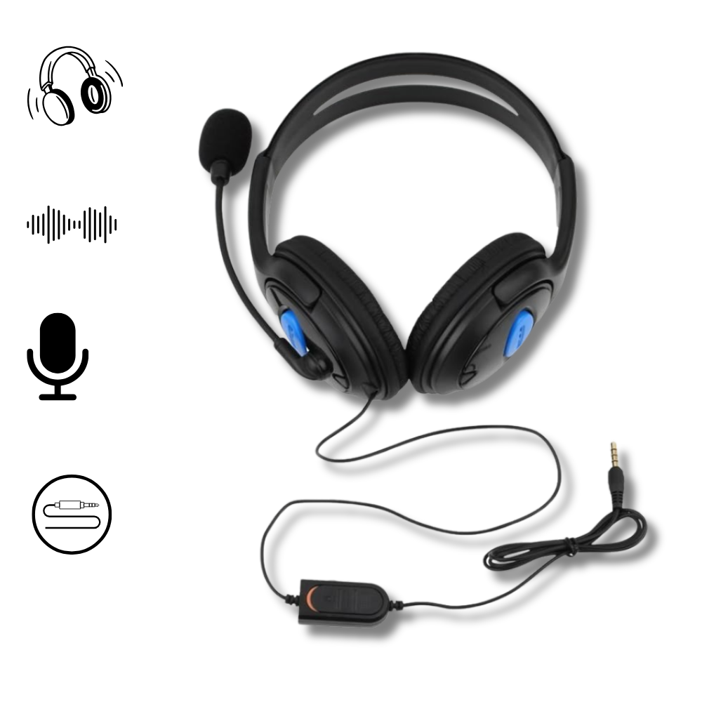 Cuffie da Gioco con Microfono 3.5mm per PS4 e PC Auricolari Cablati con Audio Stereo Cuffie da Gioco con Microfono 3.5mm per PS4 e PC Auricolari Cablati con Audio Stereo