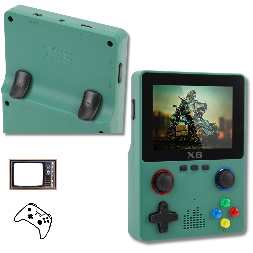 X6 Console di Gioco 3,5 Doppio Analogico 3D Portatile con Scheda SD 32Gb USB X6 Console di Gioco 3,5 Doppio Analogico 3D Portatile con Scheda SD 32Gb USB