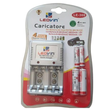 Caricabatterie Universale con 2 Pile AA 6800mAh + 2 AAA 4800mAh Inclusi