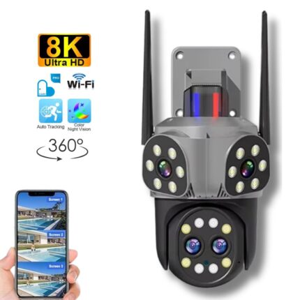 Telecamera PTZ Wi-Fi 360° Quadruple Vision Audio Bidirezionale e Allarme 8mp