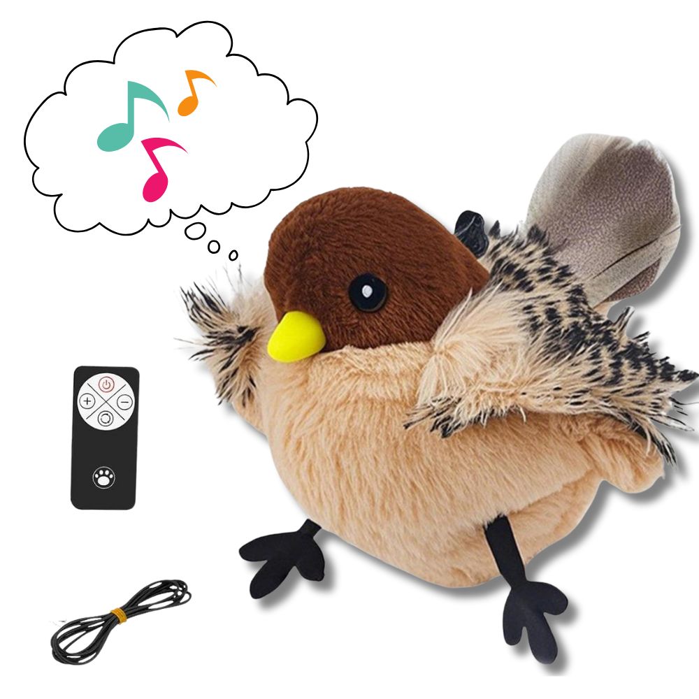 Uccellino Flappy per Animali con Ali Mobili e Cinguettio Reale Peluche USB Ricaricabile Uccellino Flappy per Animali con Ali Mobili e Cinguettio Reale Peluche USB Ricaricabile