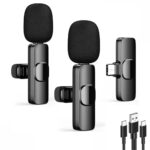 2 pz Microfono Lavalier Wireless Type-C 2 Microfoni Plug & Play con Riduzione Rumore