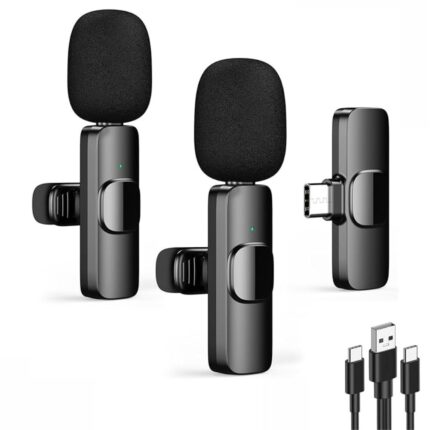 2 pz Microfono Lavalier Wireless Type-C 2 Microfoni Plug & Play con Riduzione Rumore