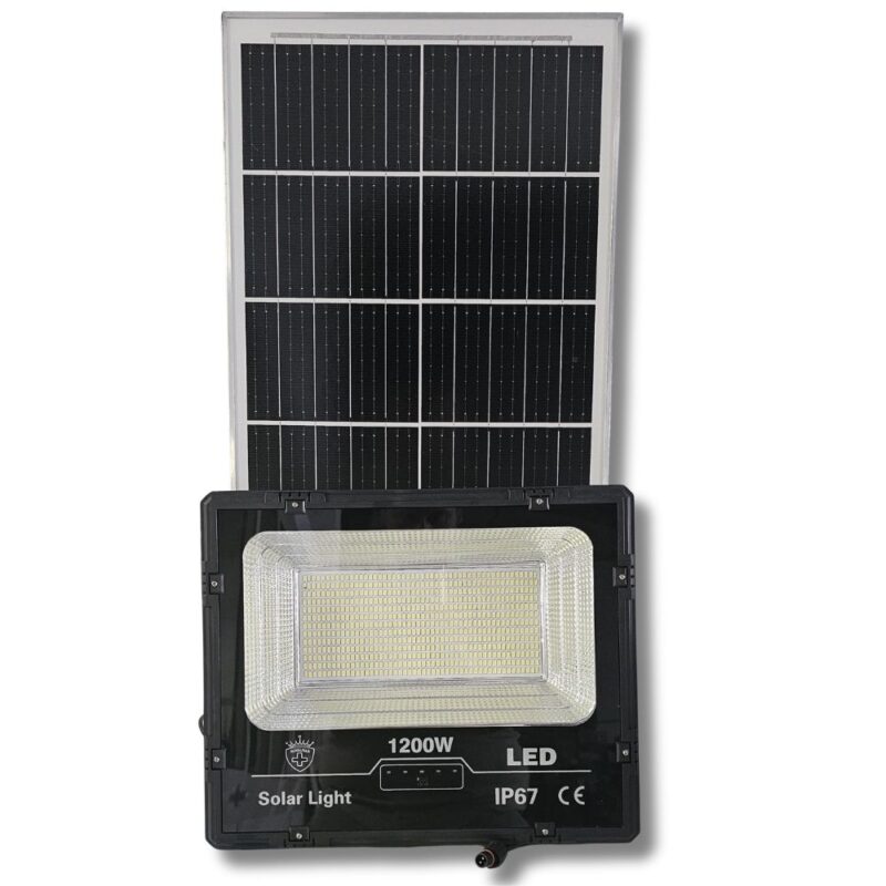 Faro Solare Led 1200W IP67 | Luce Bianca con Pannello e Sensore Crepuscolare