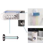 Portaspazzolino da Parete con Sterilizzatore UV Dispenser 5 posti Dentifricio Automatico USB