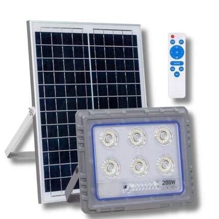 Faro Solare LED 200W Slim IP66 Pannello Crepuscolare in Alluminio Pressofuso