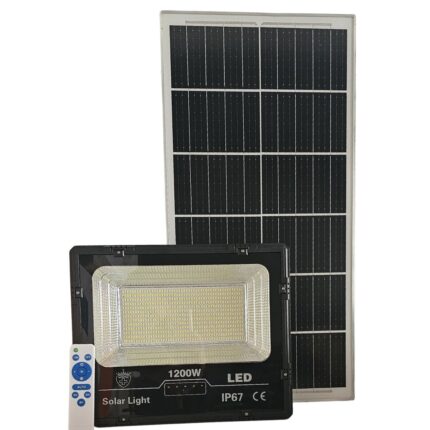 Faro Solare Led 1200W IP67 | Luce Bianca con Pannello e Sensore Crepuscolare