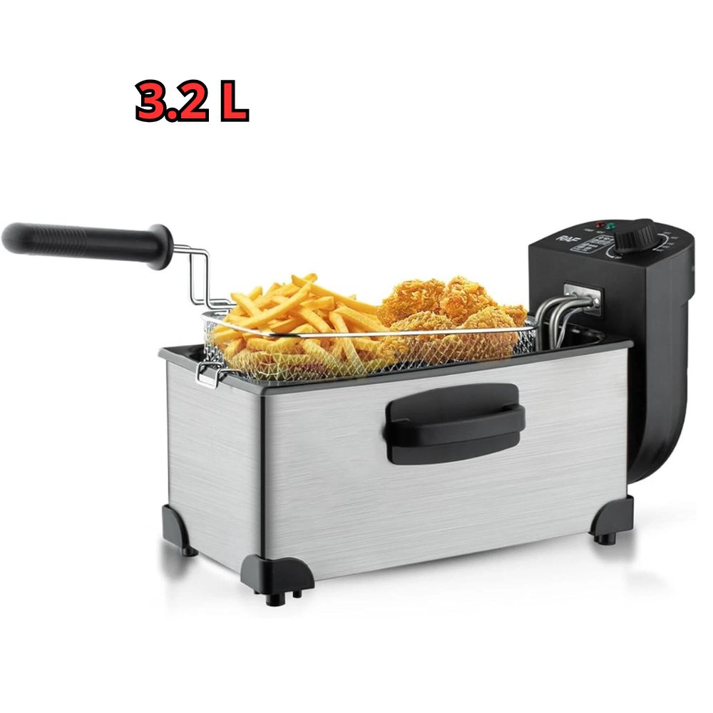 Friggitrice Elettrica 3.2L 2000W Cestello Rimovibile, Anti-Odore, Termostato Regolabile Friggitrice Elettrica 3.2L 2000W | Cestello Rimovibile, Anti-Odore, Termostato Regolabile