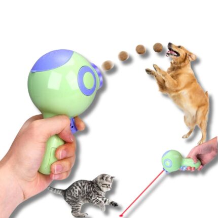 Lancia Croccantini per Cani e Gatti Pistola con Raggio Infrarossi e Interazione Gioco