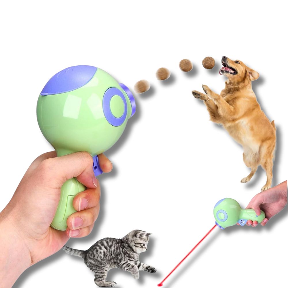 Lancia Croccantini per Cani e Gatti Pistola con Raggio Infrarossi e Interazione Gioco Lancia Croccantini per Cani e Gatti Pistola con Raggio Infrarossi e Interazione Gioco