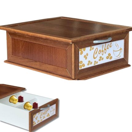 Porta Capsule e Cialde da Caffè in Legno Cassetto Organizzatore