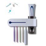 Portaspazzolino da Parete con Sterilizzatore UV Dispenser 5 posti Dentifricio Automatico USB