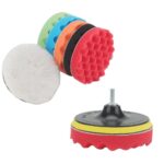 Spugne Lucidatura Auto Diametro 15cm 6 Pezzi Colorati con Adattatore Trapano