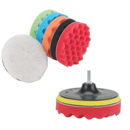 Spugne Lucidatura Auto Diametro 15cm 6 Pezzi Colorati con Adattatore Trapano